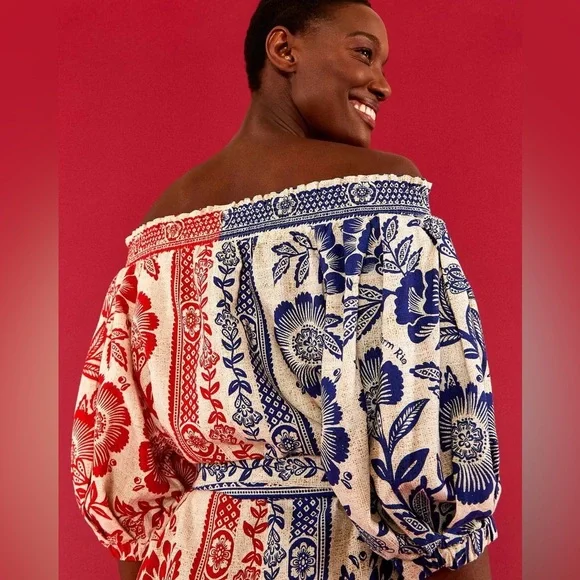 NWT Farm Rio Off-the-Shoulder Mixed Pineapple Garden Mini Dress- size small